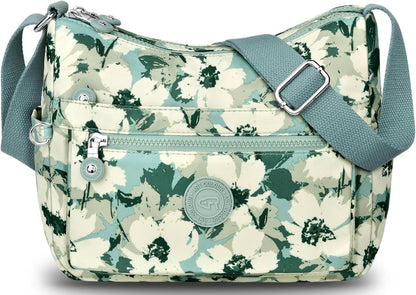 Umhängetasche Damen Wasserdicht Nylon Crossbody Bag Vielen Fächern