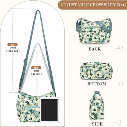 VOBUKE Umhängetasche Damen Mittelgroß Wasserdicht Nylon Crossbody Bag mit Vielen Fächern Leichte Schultertasche Verstellbarer Breitem Messenger Bag