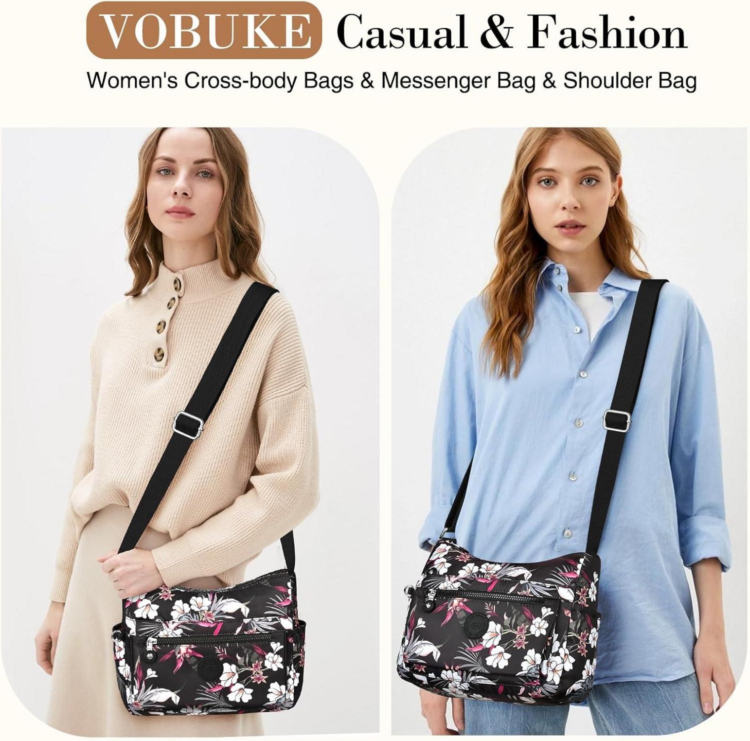 Umhängetasche Damen Wasserdicht Nylon Crossbody Bag Fächer Einkaufen