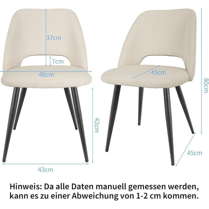 Esszimmerstühle 2er Set, Samt, Beige – Modern & Komfortabel