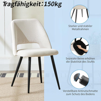 Esszimmerstühle 2er Set, Samt, Beige – Modern & Komfortabel