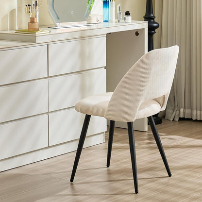 Esszimmerstühle 2er Set, Samt, Beige – Modern & Komfortabel