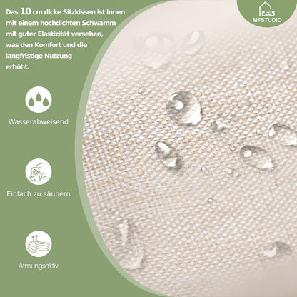 MFSTUDIO Polyrattan Lounge Set mit Cushion PRO Fabric, wetterfest & leicht zu reinigen