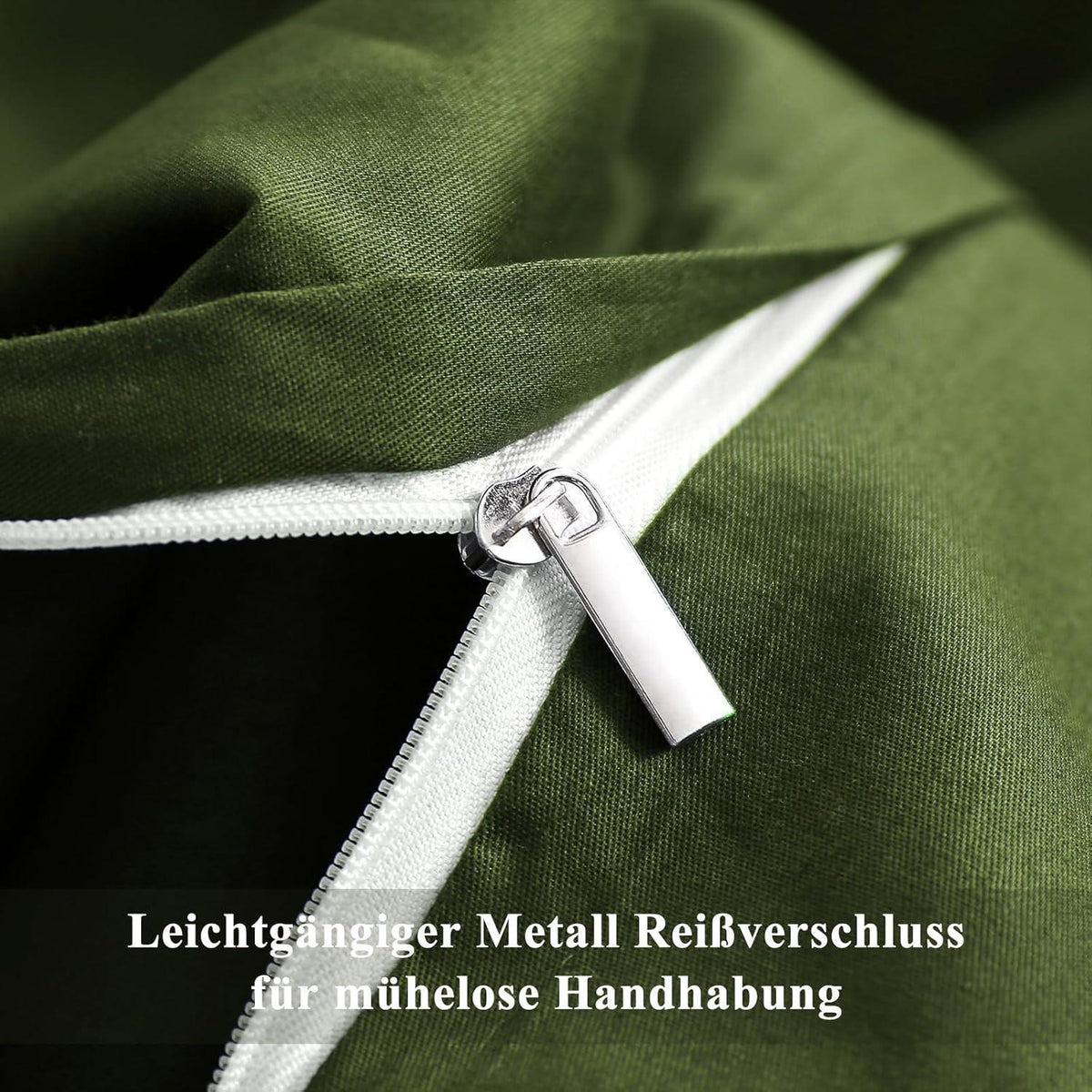 Bettwäsche-Set Baumwolle 140x200 Olivegrün mit Kissenbezug 80x80