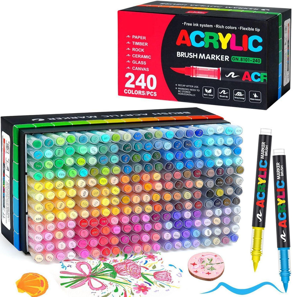 Acrylstifte Set 240 Farben – Wasserfest für Stein, Holz & mehr
