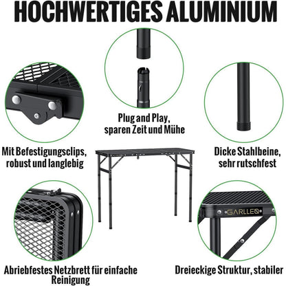Klapptisch 87x40cm, 3-fach höhenverstellbar, leicht & stabil