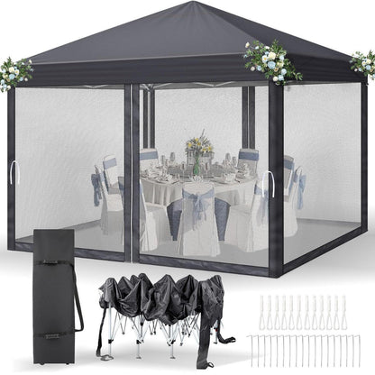 Faltpavillon 3x3 mit Moskitonetz & UV-Schutz – Anthrazit