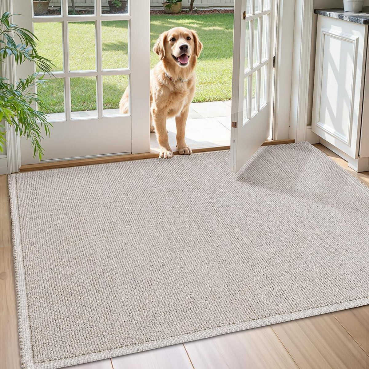 Fußmatte Beige 120x180cm - Waschbar & Faltbar für Innen & Außen