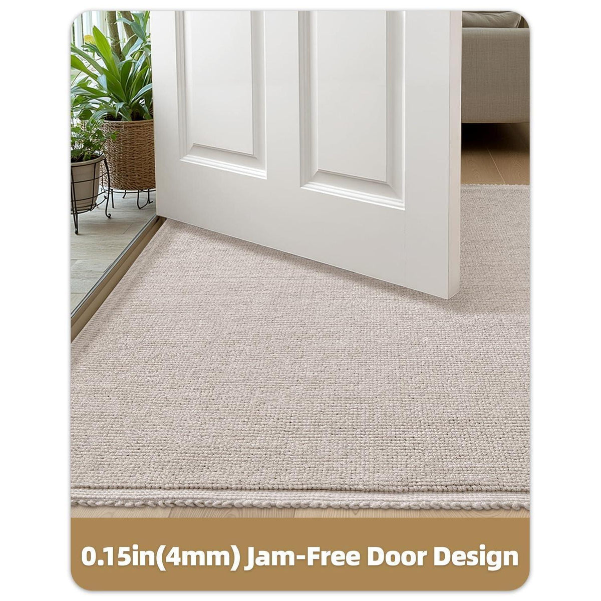 Fußmatte Beige 120x180cm - Waschbar & Faltbar für Innen & Außen