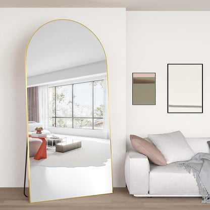 Gewölbter Standspiegel 180x80 cm Gold – Kratzfest & Bruchsicher