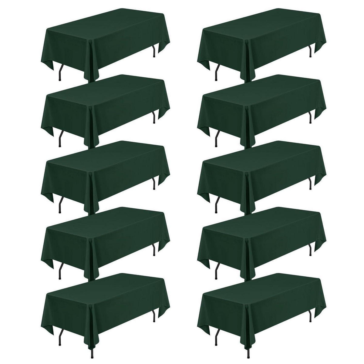 10er-Pack Jägergrüne Tischdecken 60x102 Zoll – Rechteckig & Waschbar
