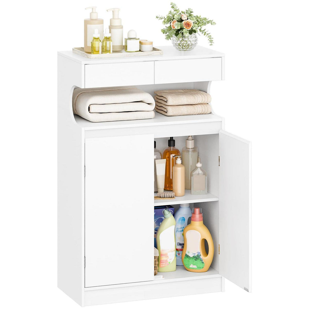 Badezimmerschrank mit 2 Schubladen & 2 Türen – Weiß