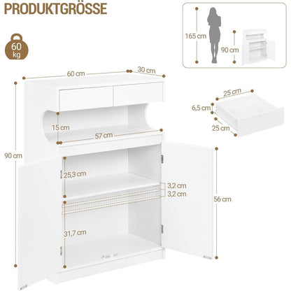 Badezimmerschrank mit 2 Schubladen & 2 Türen – Weiß