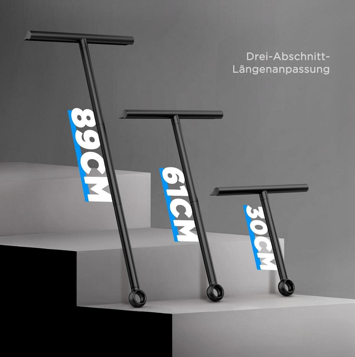 Verstellbarer Duschabzieher Schwarz 30-61-89cm mit Halterung