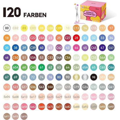 120 Acrylmarker Set für Steine, Glas & Basteln – Wasserfest & Vielseitig