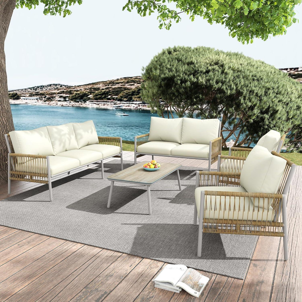 Gartenmöbel Set Rattan Lounge für 7 Personen Sitzgruppe Outdoor