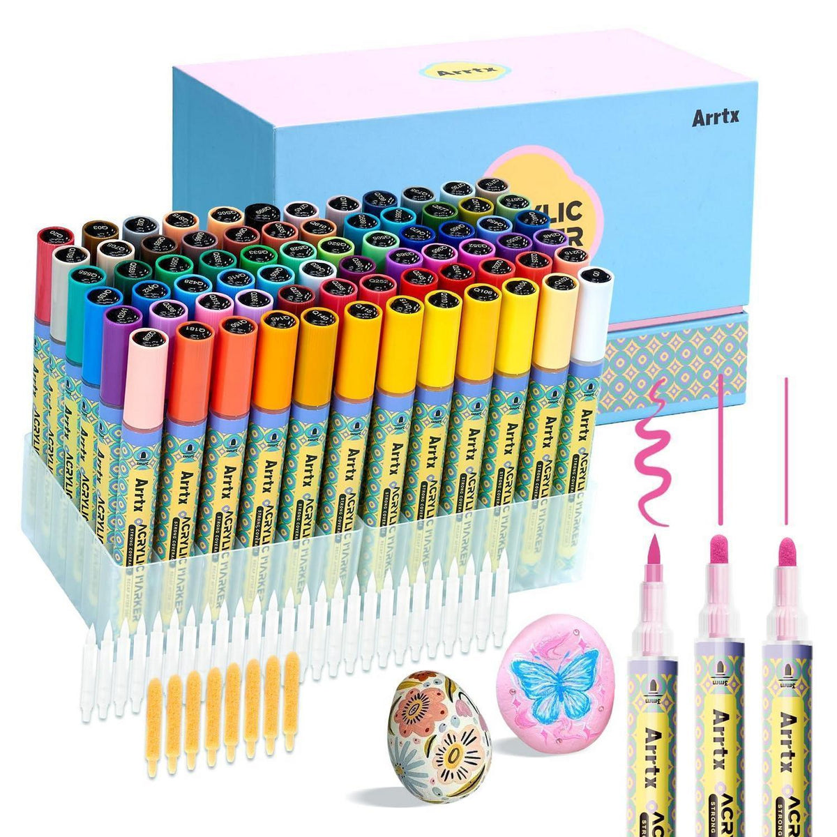 Acrylstifte Set 72 Farben – Marker für Stein, Holz & Basteln