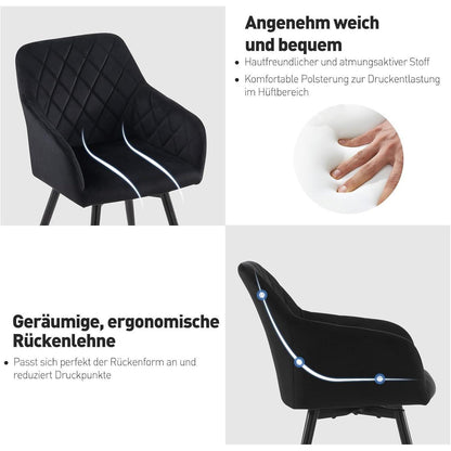 Drehbarer Esszimmerstuhl Set 4er – Samt Schwarz