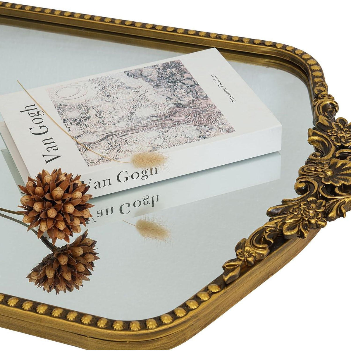 Goldener Barock Spiegel Antik-Vintage mit Goldrand 48x71.5 cm