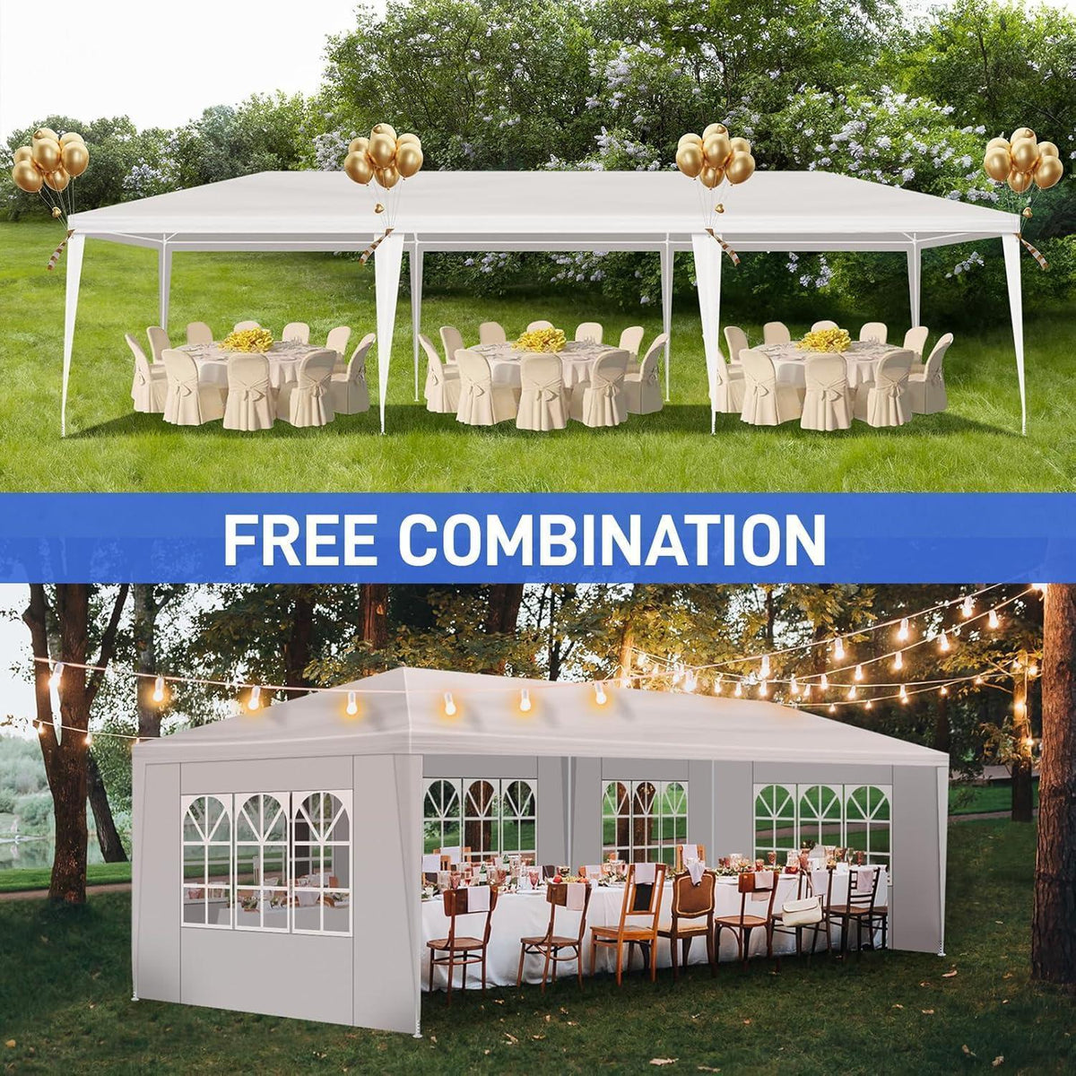 Faltbarer Gartenpavillon 3x9m – Wasserdichtes Partyzelt mit Seitenteilen