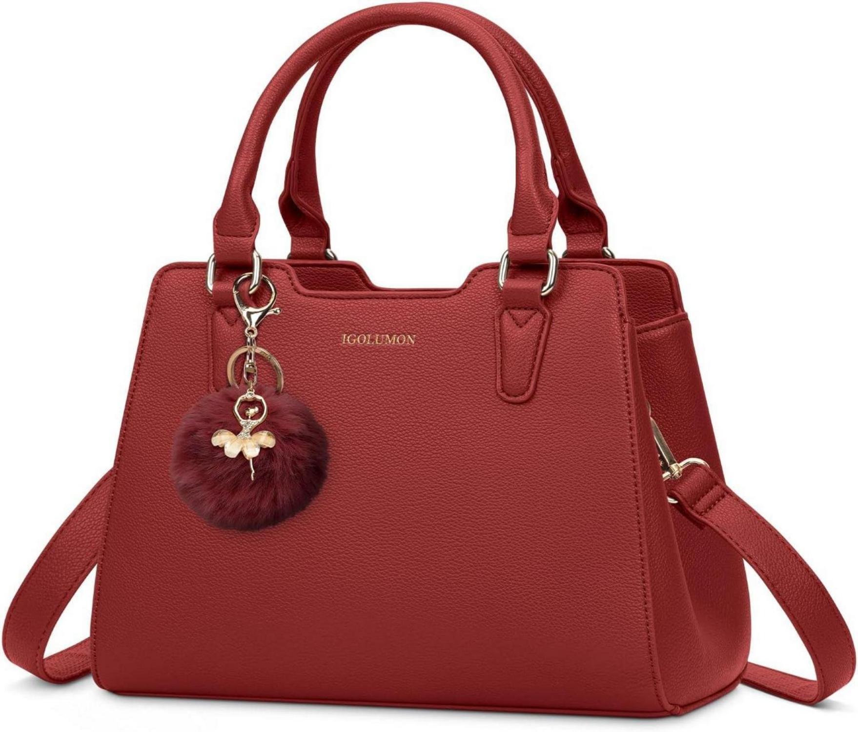 Handtasche Damen Mittelgroß Leder Henkeltasche Rot Elegante