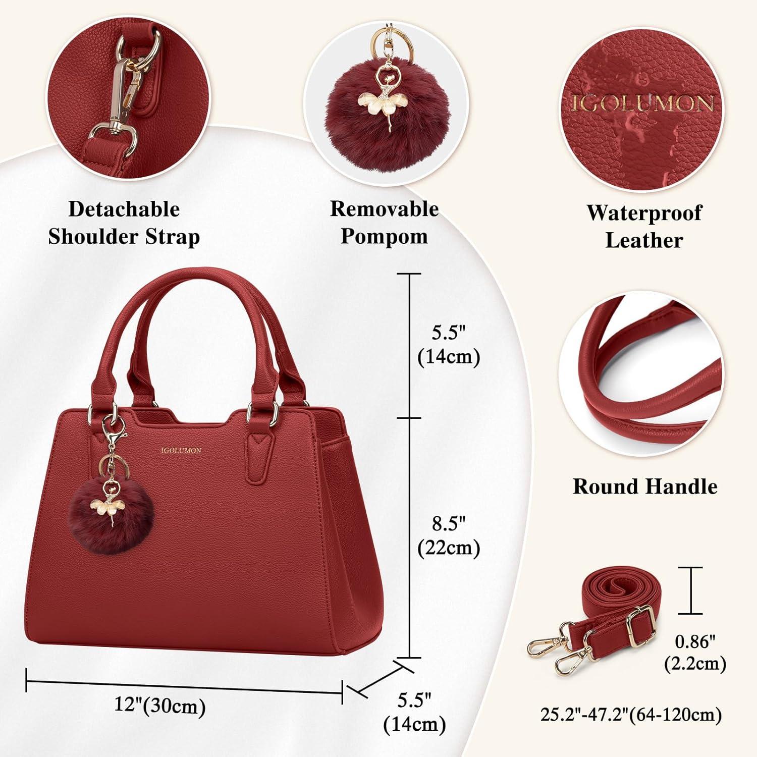 Handtasche Damen Mittelgroß Leder Henkeltasche Rot Elegante
