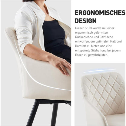 Drehbarer Esszimmerstuhl mit Armlehnen, Samt Beige 2er Set