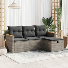 Garten-Sofagarnitur mit Kissen Grau Poly Rattan Set