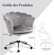 Bürostuhl Samt Höhenverstellbar Drehstuhl Räder Dunkelgrau