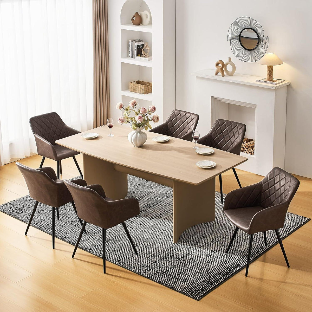 Drehbarer Esszimmerstuhl mit Armlehnen – 4er Set Braun