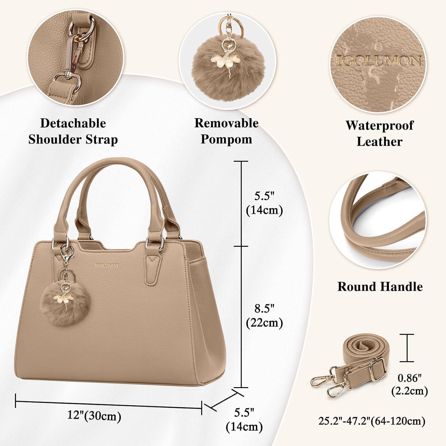 IGOLUMON Damen Handtasche Leder Mittelgroß Henkeltasche Umhängetasche