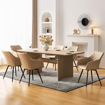 Drehbarer Esszimmerstuhl mit Armlehnen – 4er Set Beige