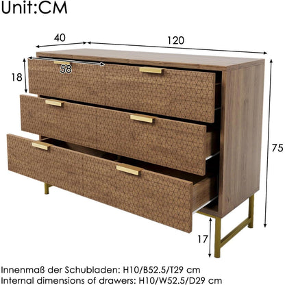 Kommode 6 Schubladen Nussbaum – Modernes Schlafzimmer Möbel