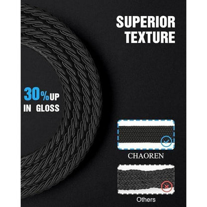 Elastischer Flechtgürtel Herren, Stoff Stretch, lochfrei, 35mm, Schwarz