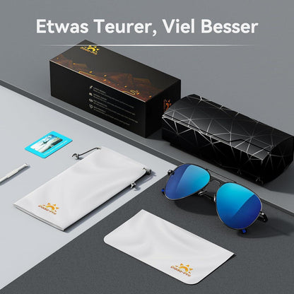 Piloten Sonnenbrille Herren Damen Polarisiert Metall Retro UV400