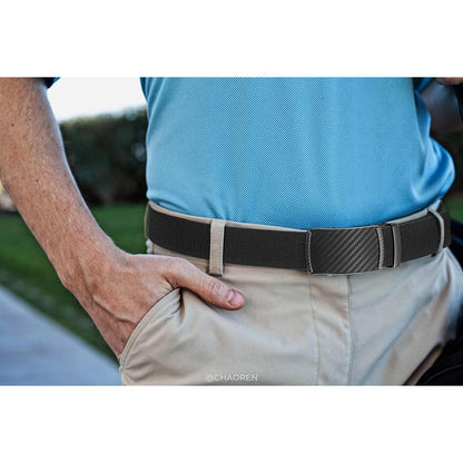 Herren Stretch Gürtel ohne Löcher, 35mm Arbeitsgürtel mit Karbonfaser-Optik
