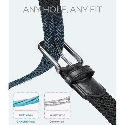Elastischer Flechtgürtel Herren, Stretch Stoff, lochfrei, Blau 95-100cm