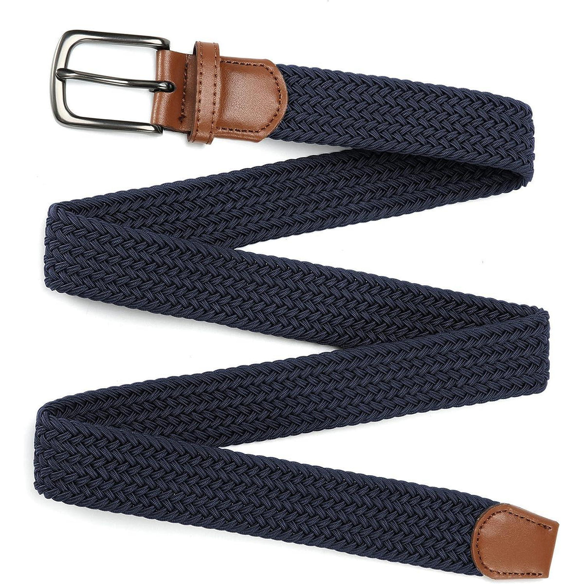 Elastischer Flechtgürtel Herren, Stretch Stoff, lochfrei, Blau 95-100cm