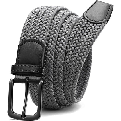 Elastischer Flechtgürtel Herren, Stoff, stufenlos verstellbar, Grau