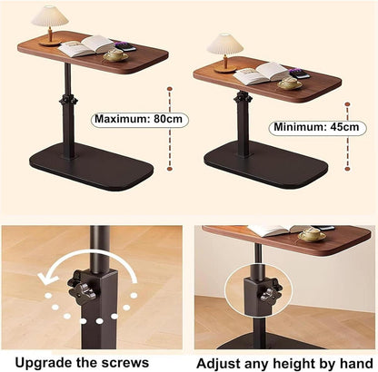 Höhenverstellbarer Beistelltisch Holz Schwarz C-Form sofa Table