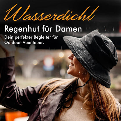 Faltbarer Damen Regenhut wasserdicht mit Kinnband & UPF50+