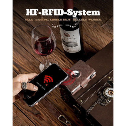 Smart Wallet mit Münzfach, RFID Schutz, Leder, Schwarz Silber Braun