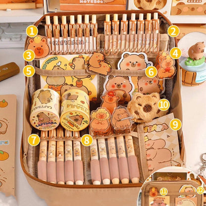 Capybara Schreibwaren Set 54tlg. | Federmäppchen Geschenkset Kinder