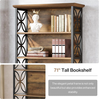 6-Ebenen Bücherregal Industriell, 180cm, Braun