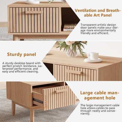 Holz Couchtisch mit Schublade & Ablage – 100x43x50 cm