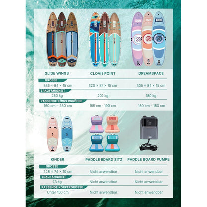 Aufblasbares Stand Up Paddle Board für Erwachsene mit Sitz und Zubehör