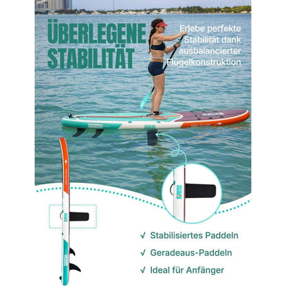 Aufblasbares Stand Up Paddle Board für Erwachsene, 320cm, 200kg Tragkraft, Cool Mint Wood