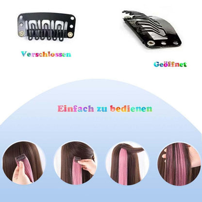 Clip-in Haarverlängerungen bunt, 32 Stück, 55 cm, hitzebeständig
