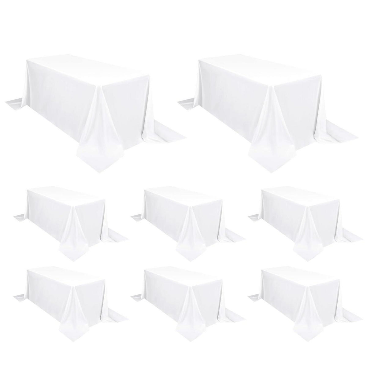 Weiße Polyester Tischdecken 8er Set – 229x335 cm für rechteckige Tische