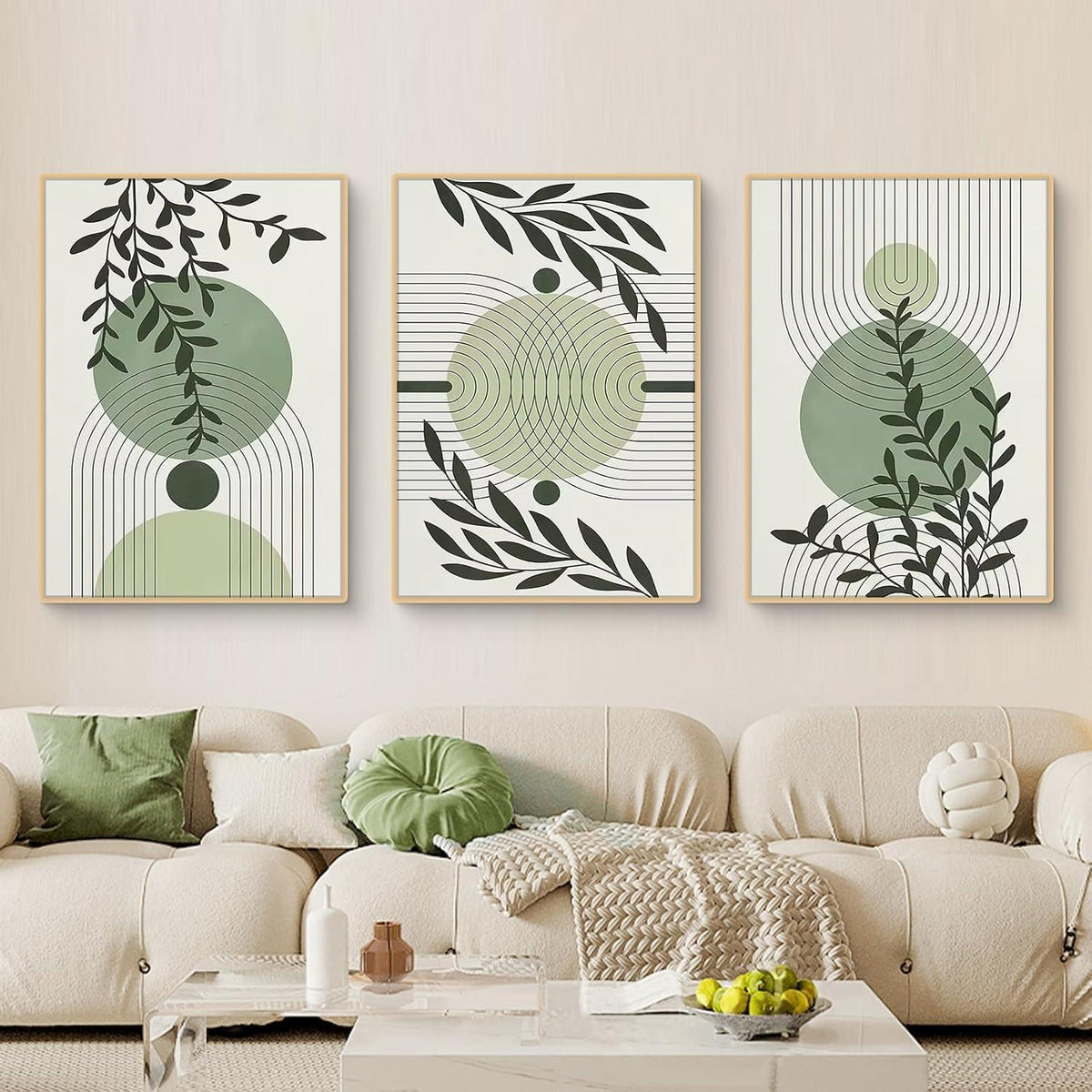 3er Set Boho Poster Grün Pflanzen Wandbilder Wohnzimmer Schlafzimmer